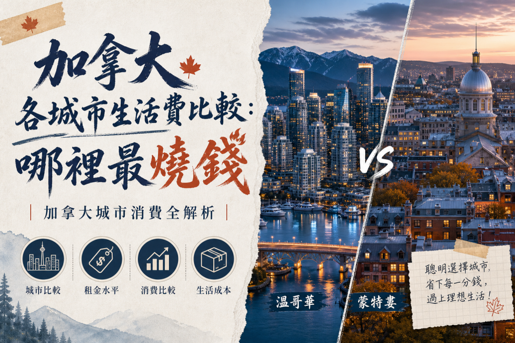 加拿大各城市生活費比較：哪裡最燒錢